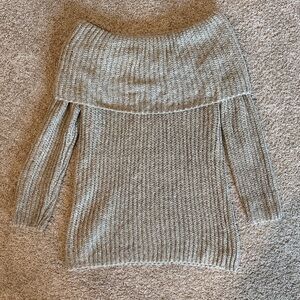 Light Grey Off-Shoulder Knit Sweater